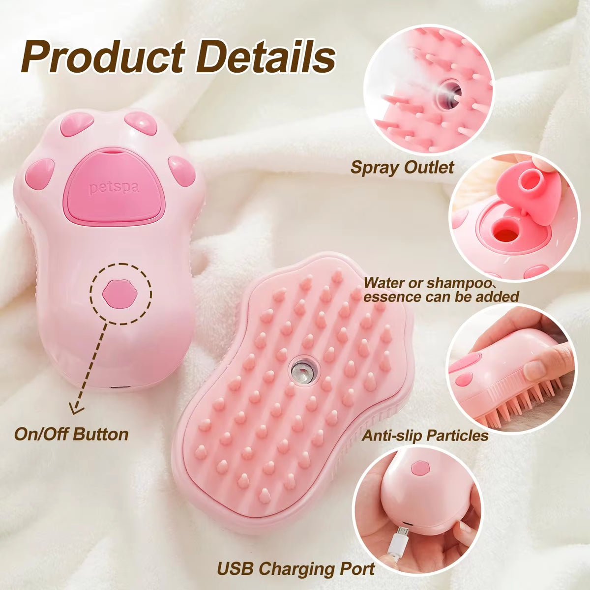 Ultimate 3-in-1 Electric Pet Grooming Brush with Steam & Spray - Perfect for Cats and Dogs!